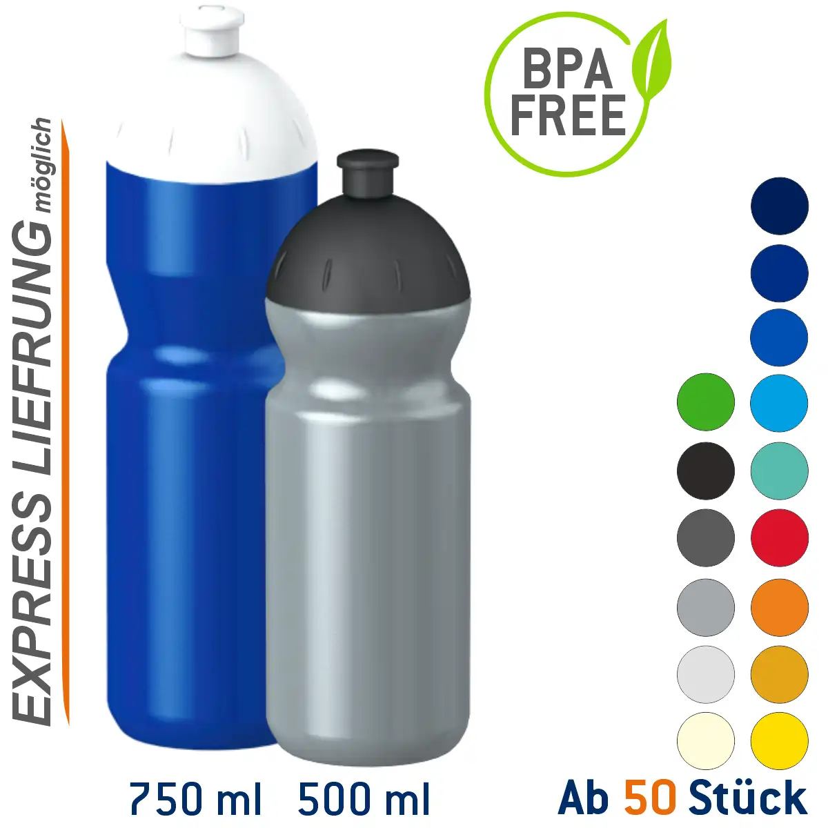 Fitness-Trinkflasche Classic Flaschenfarbe: Perlweiss Volumen: 500 ml Verschlussfarbe: Schwarz Druck: ohne Druck